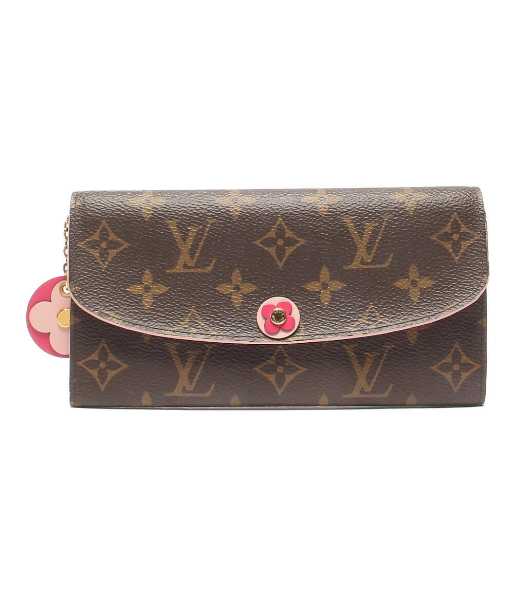 Louis Vuitton Wallet Portefeuille Emilie Flower Monogram Canvas Leather Brown